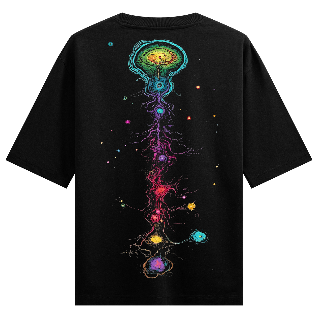 Neural sambandh T-Shirt by PRDGY — vibrant neural network design with cosmic elements, streetwear design