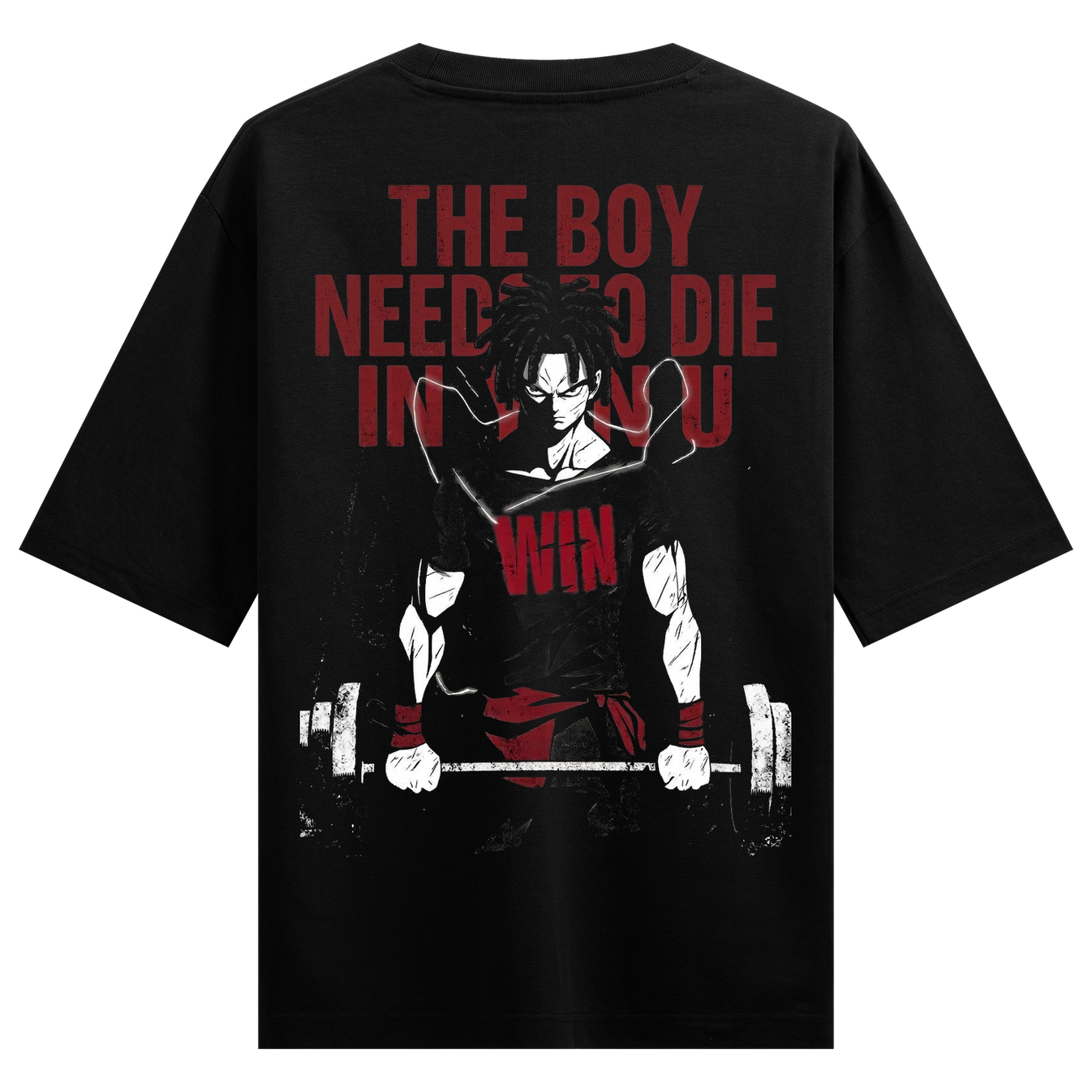 The Man Within Oversized T-Shirt by PRDGY — bold motivational typography with weightlifting graphic, motivational design