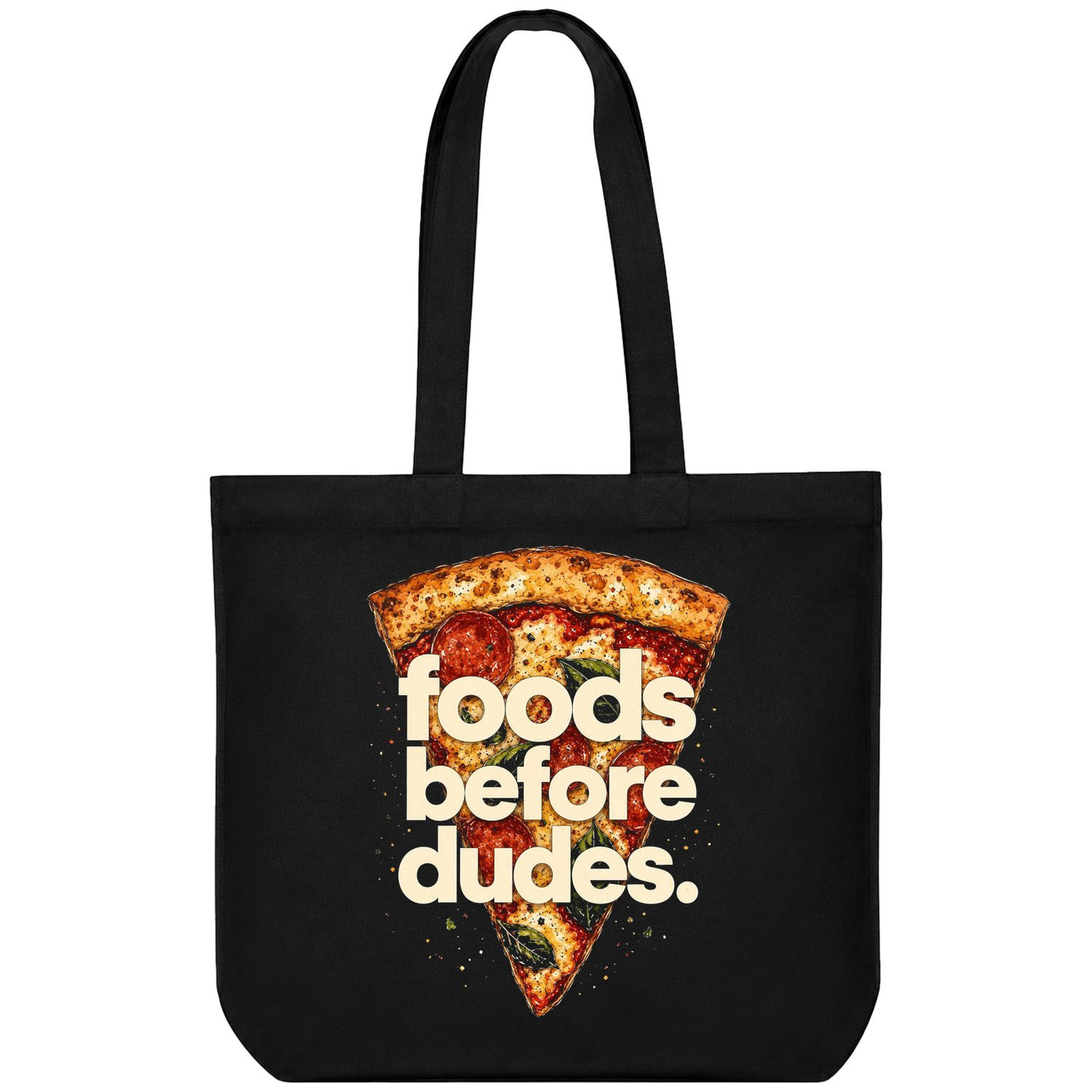 Pizza Priority Tote Bag artwork on PRDGY tote bag