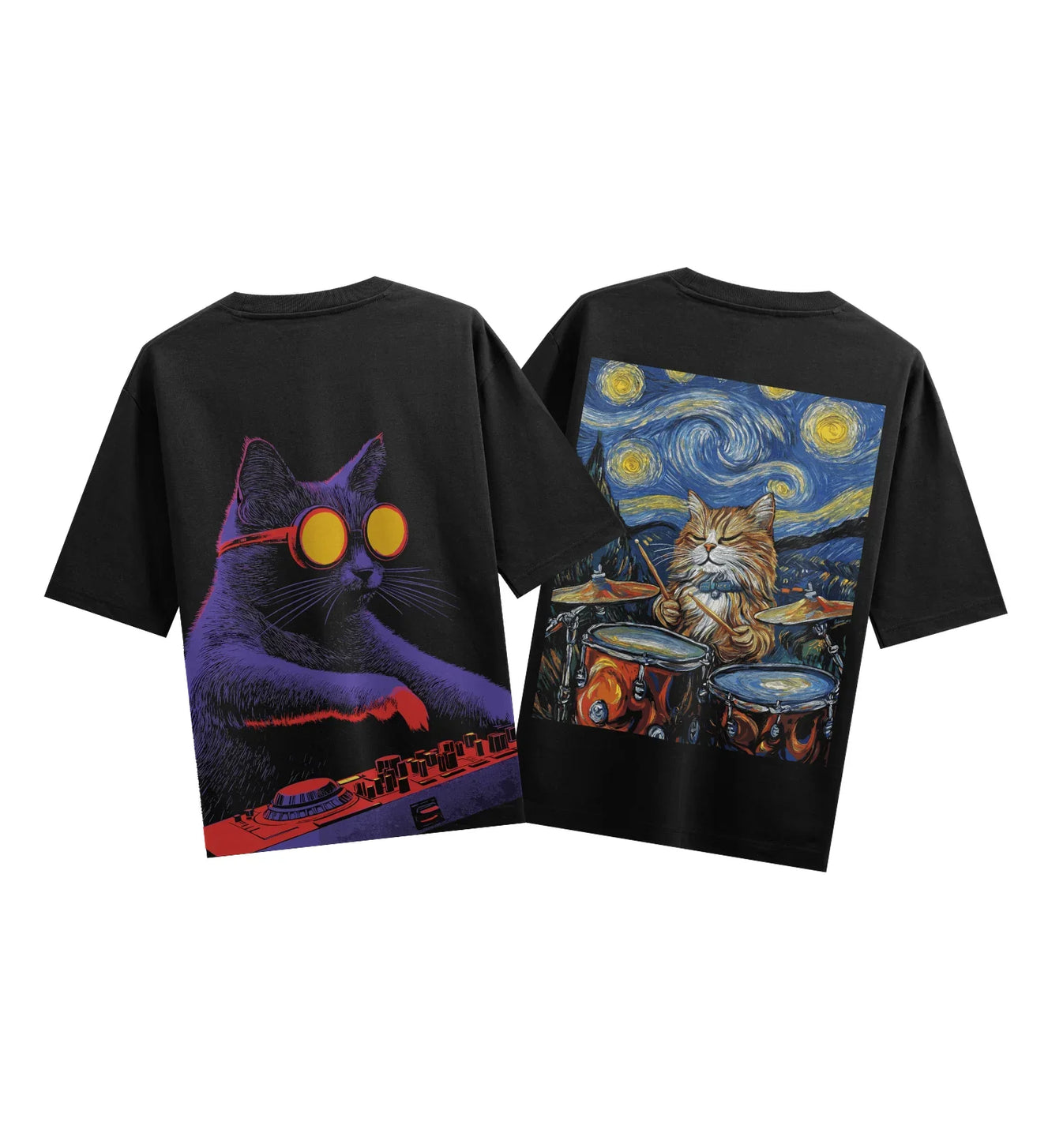 Funny Cat artwork on PRDGY oversized t-shirt