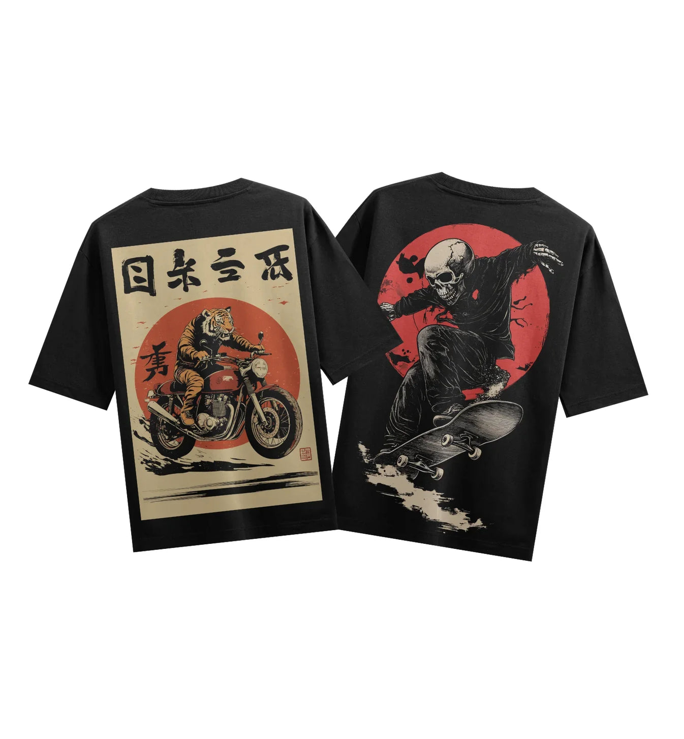 Skeleton Skater artwork on PRDGY oversized t-shirt