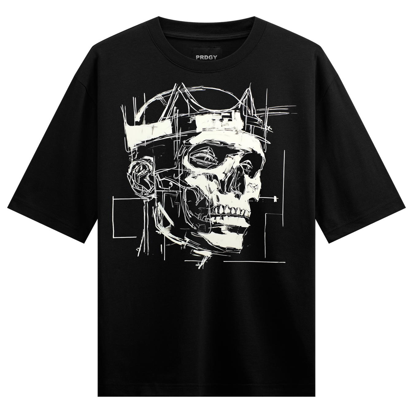 Crowned Skull Oversized T-Shirt by PRDGY — bold crowned skull graphic design, gothic design