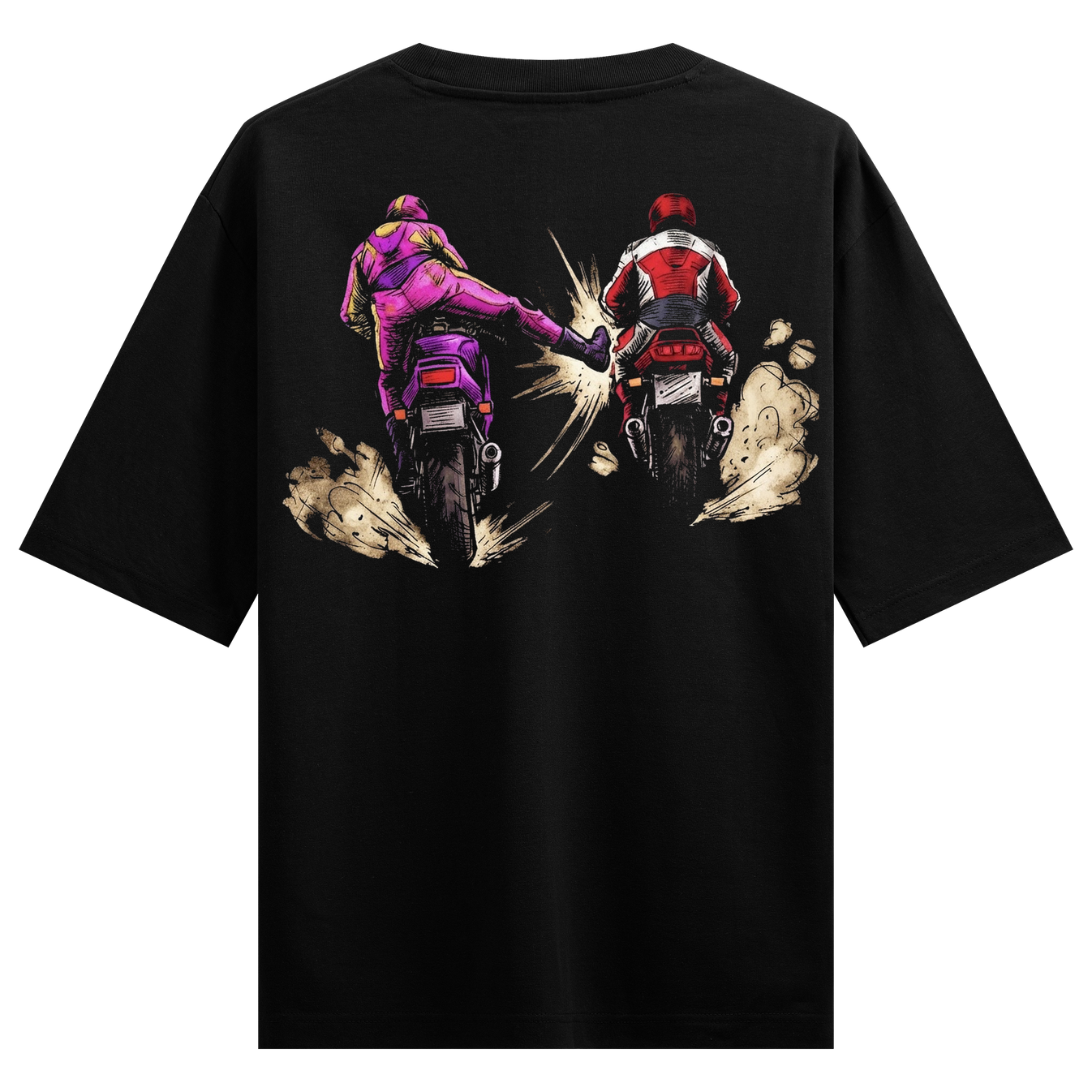 Motorcycle Racing artwork on PRDGY oversized t-shirt