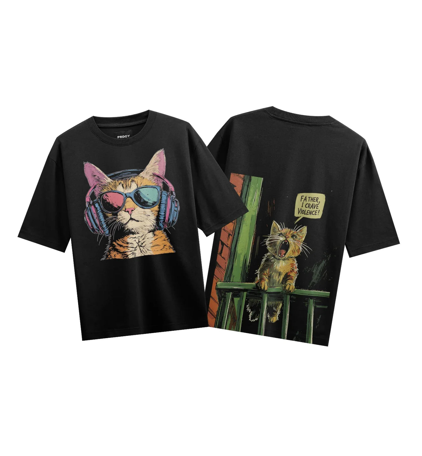 FATHER I CRAVE VIOLENCE! artwork on PRDGY oversized t-shirt