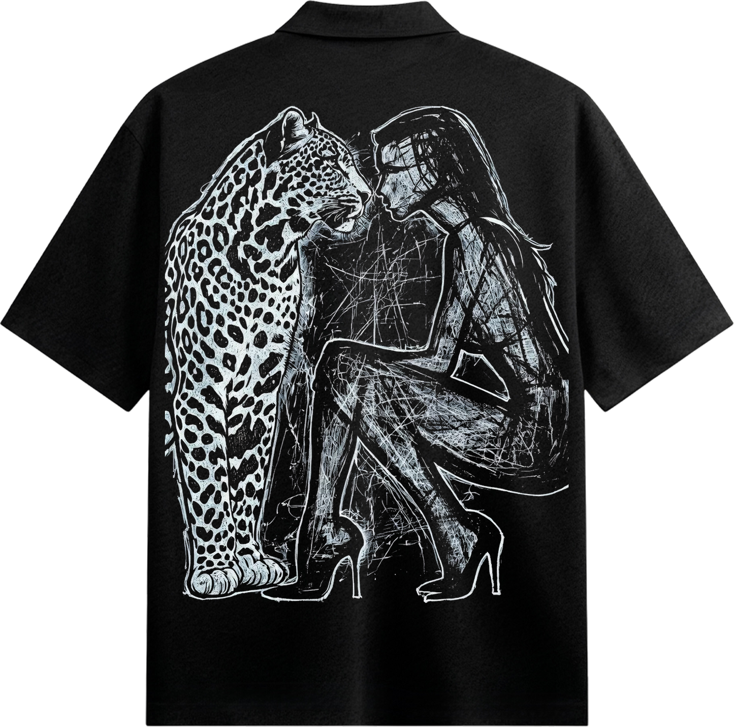 PRDGY Leopard Elegance Oversized Collar Shirt