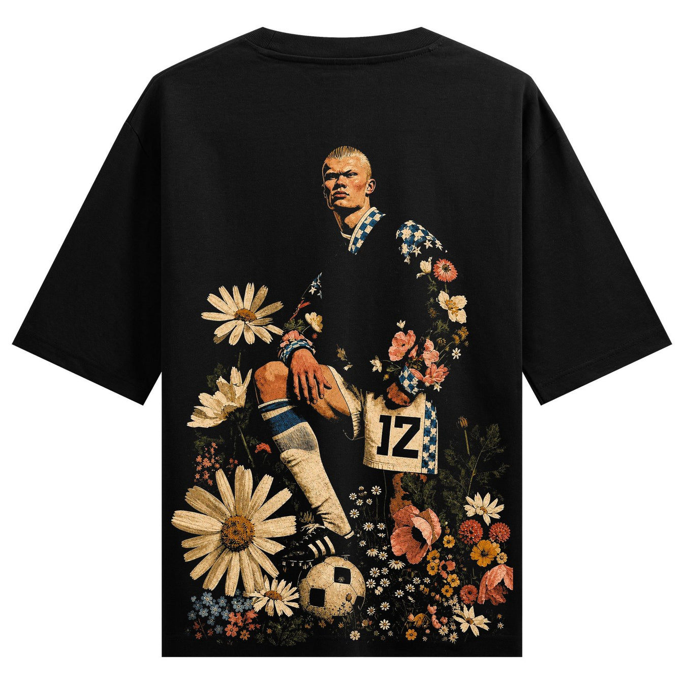 Floral Striker artwork on PRDGY oversized full sleeve t-shirt