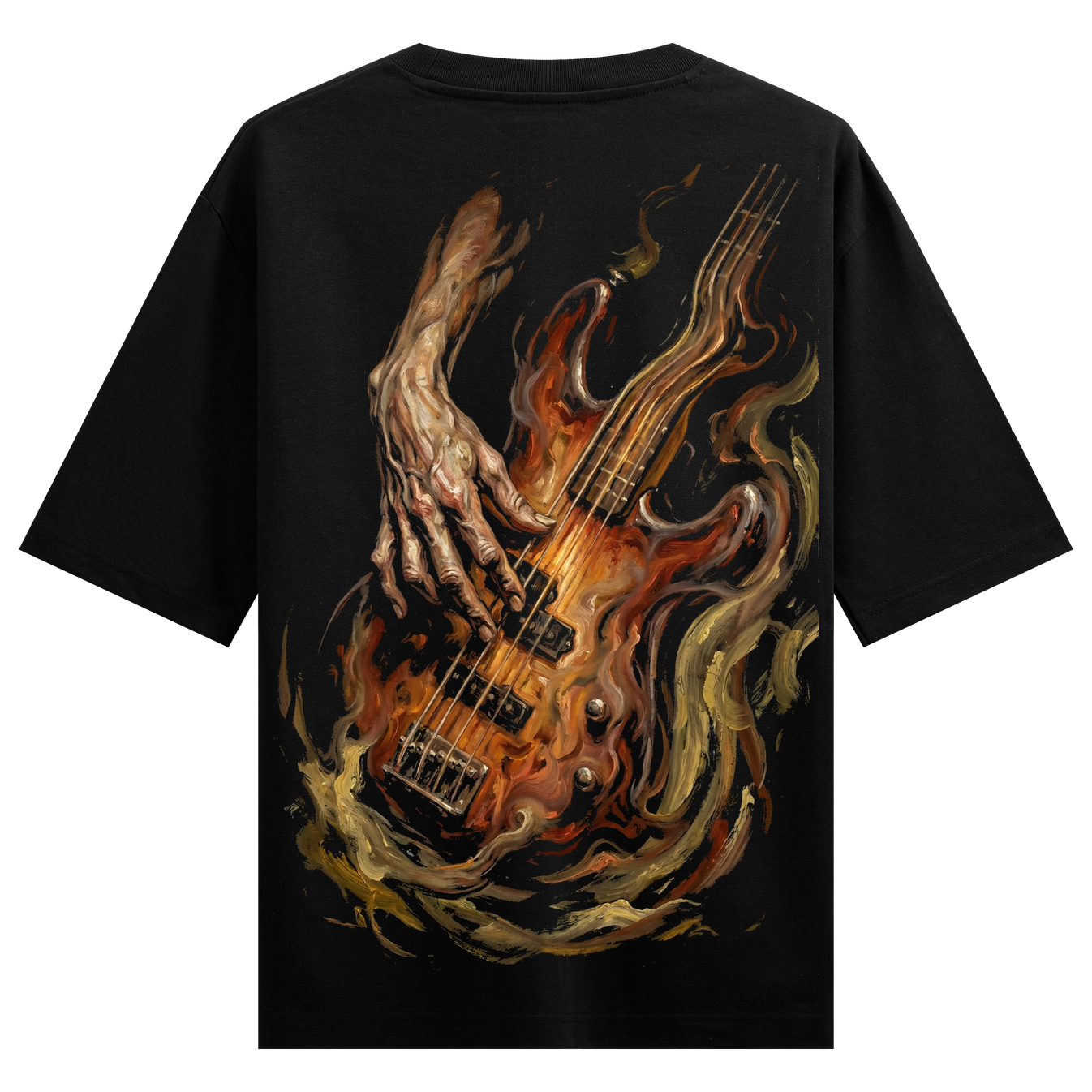 Bass Guitar artwork on PRDGY oversized t-shirt