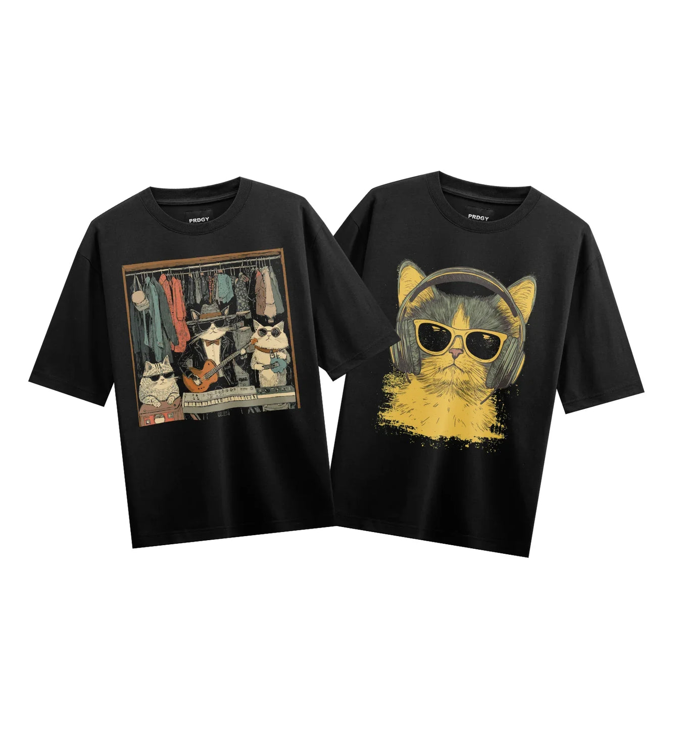 Funny Cat artwork on PRDGY oversized t-shirt
