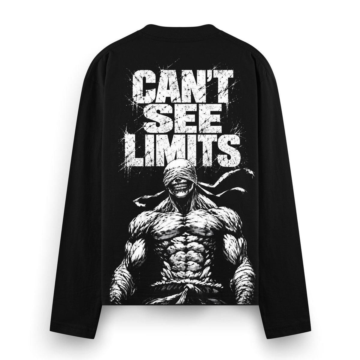 Bawaal Strength Oversized Full Sleeve T-Shirt — a blind, muscular figure with bandaged eyes and splattered text above