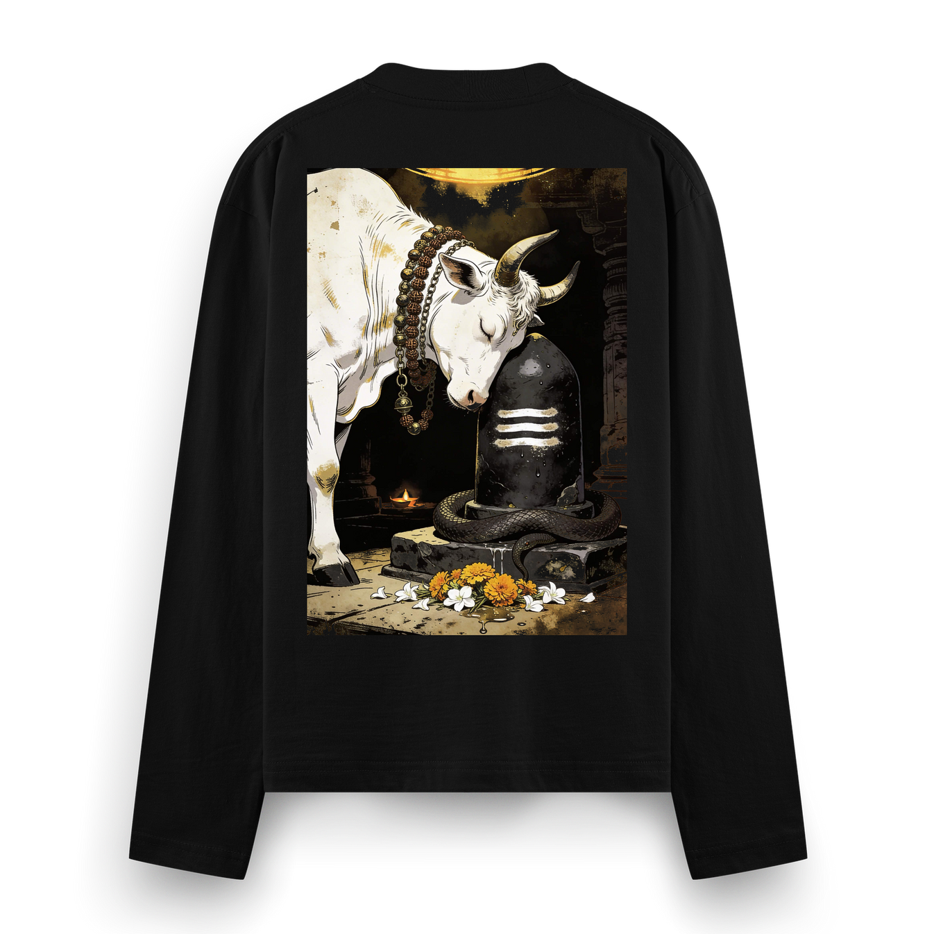 Sacred Nandi Full Sleeve T-Shirt by PRDGY — artistic depiction of Nandi, mahadev design