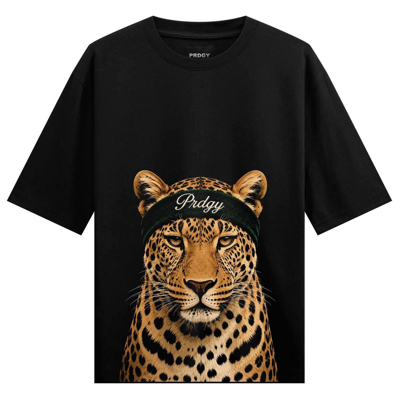 Leopard Bandana artwork on PRDGY oversized t-shirt