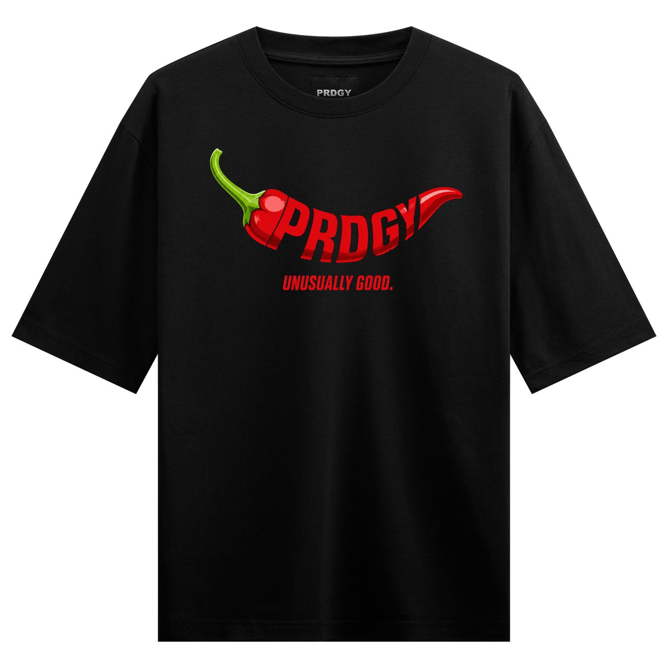 Spicy Chili artwork on PRDGY oversized t-shirt