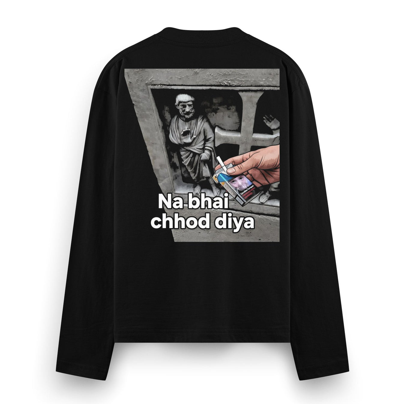 No Ciggi Full Sleeve T-Shirt by PRDGY — statue design promoting quitting smoking, humour design