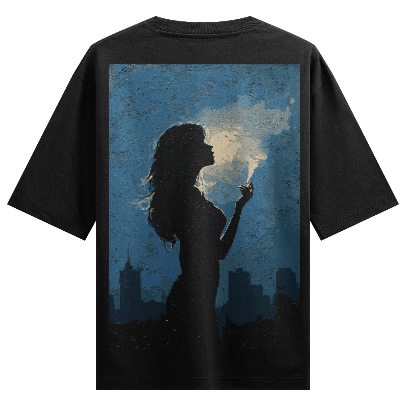 Woman Smoking artwork on PRDGY oversized t-shirt