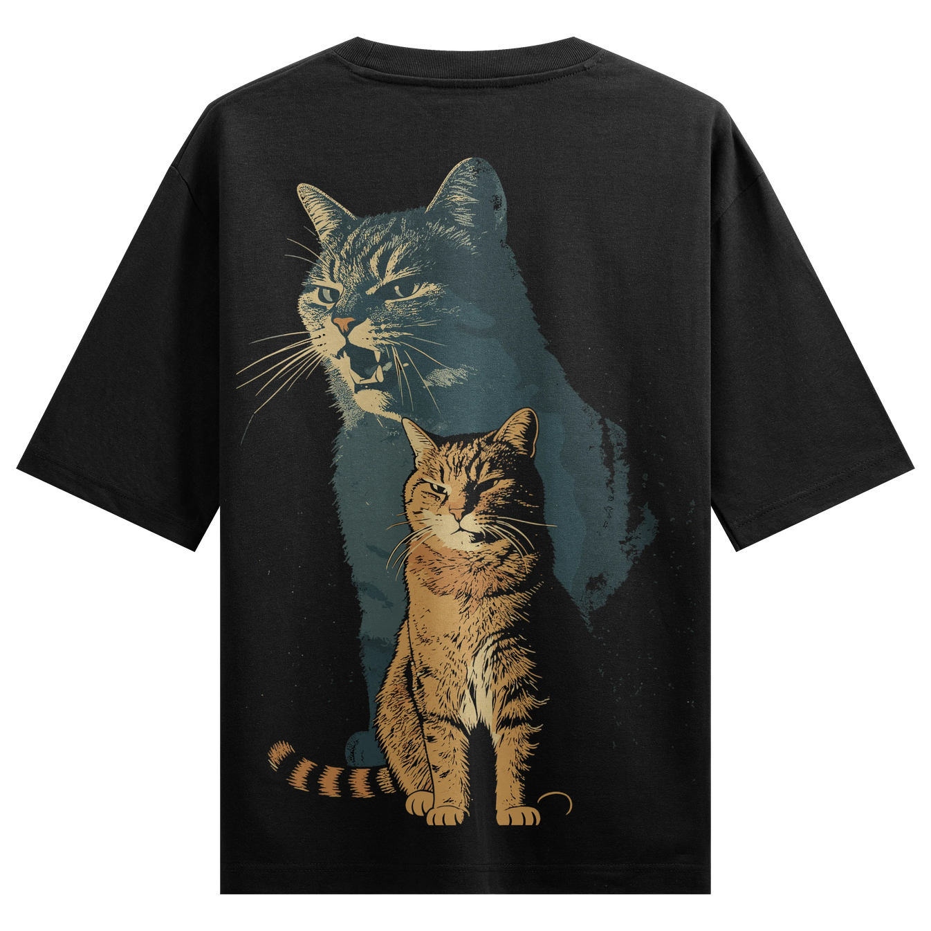 Funny Cat artwork on PRDGY oversized t-shirt