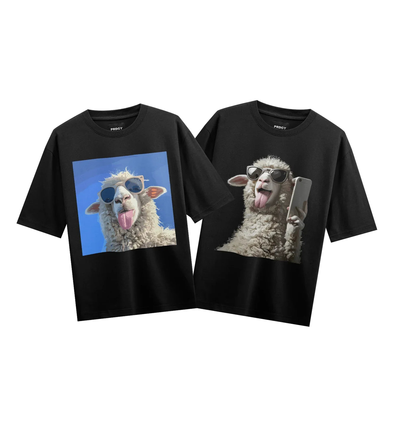 Sheep artwork on PRDGY oversized t-shirt