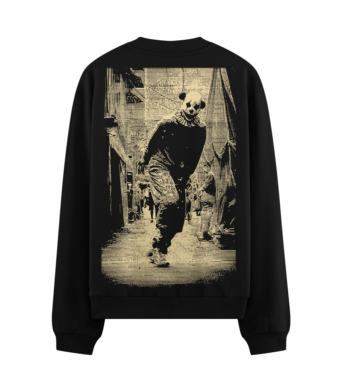 Panda Clown artwork on PRDGY sweatshirt