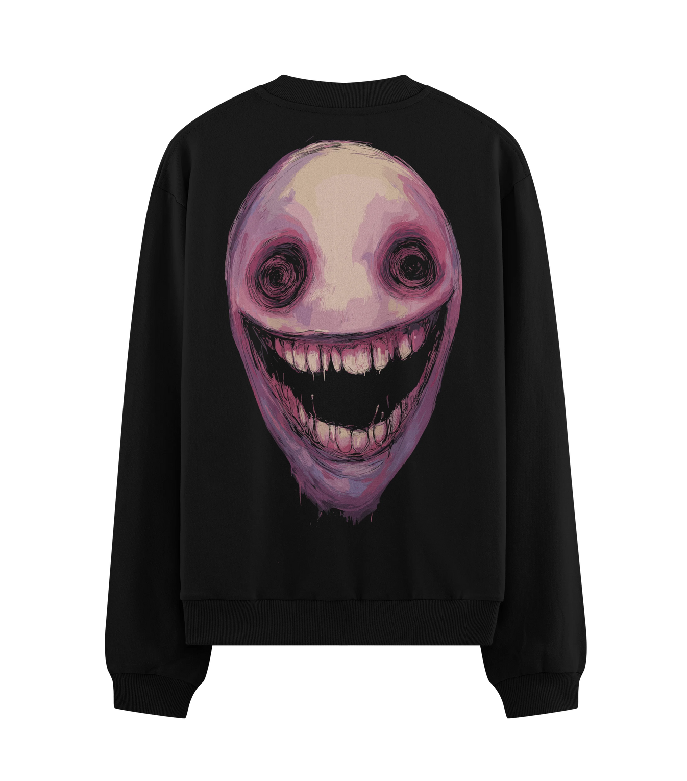 Creepy Face artwork on PRDGY sweatshirt
