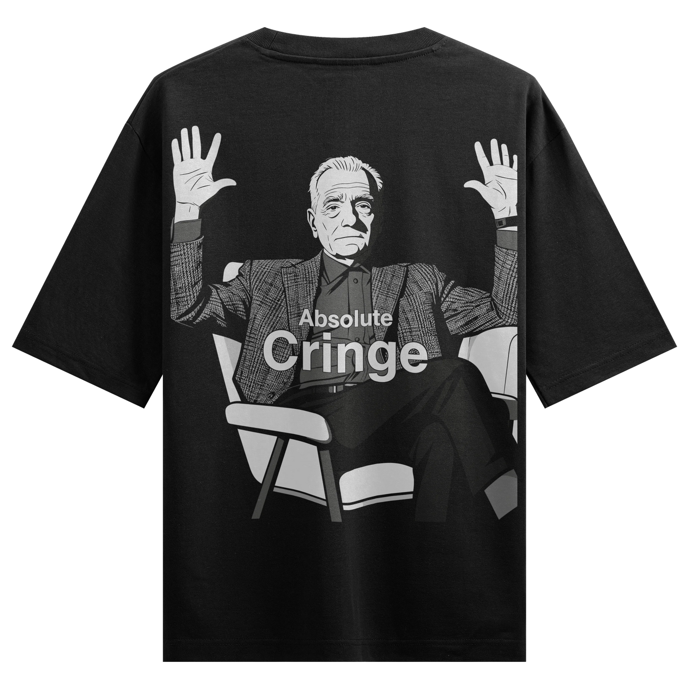 Absolute Cringe artwork on PRDGY oversized t-shirt