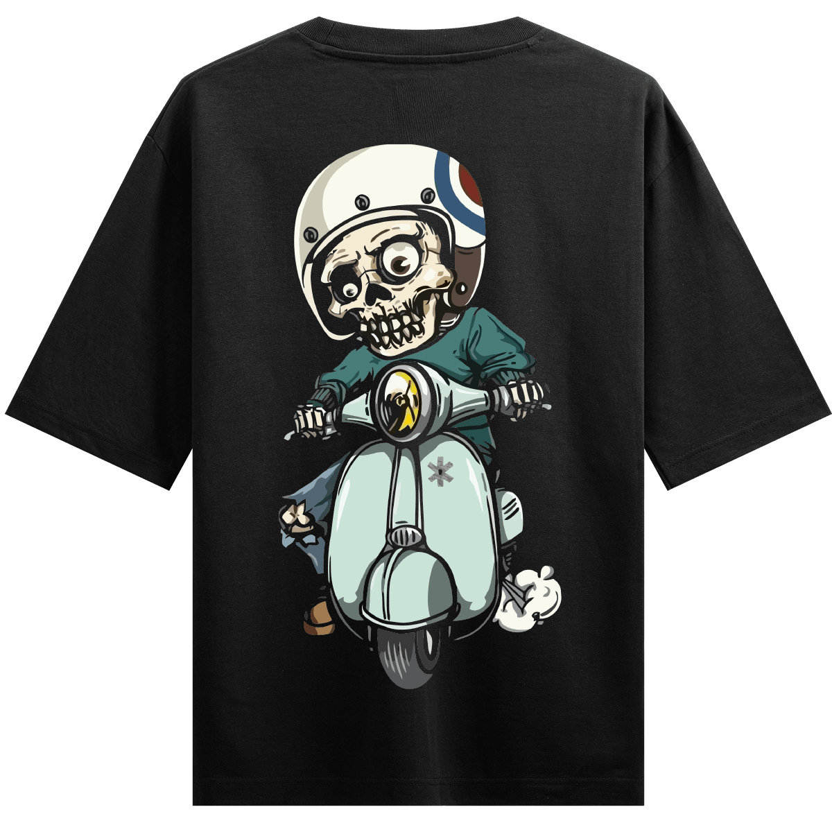 Skeleton Graphic artwork on PRDGY oversized t-shirt