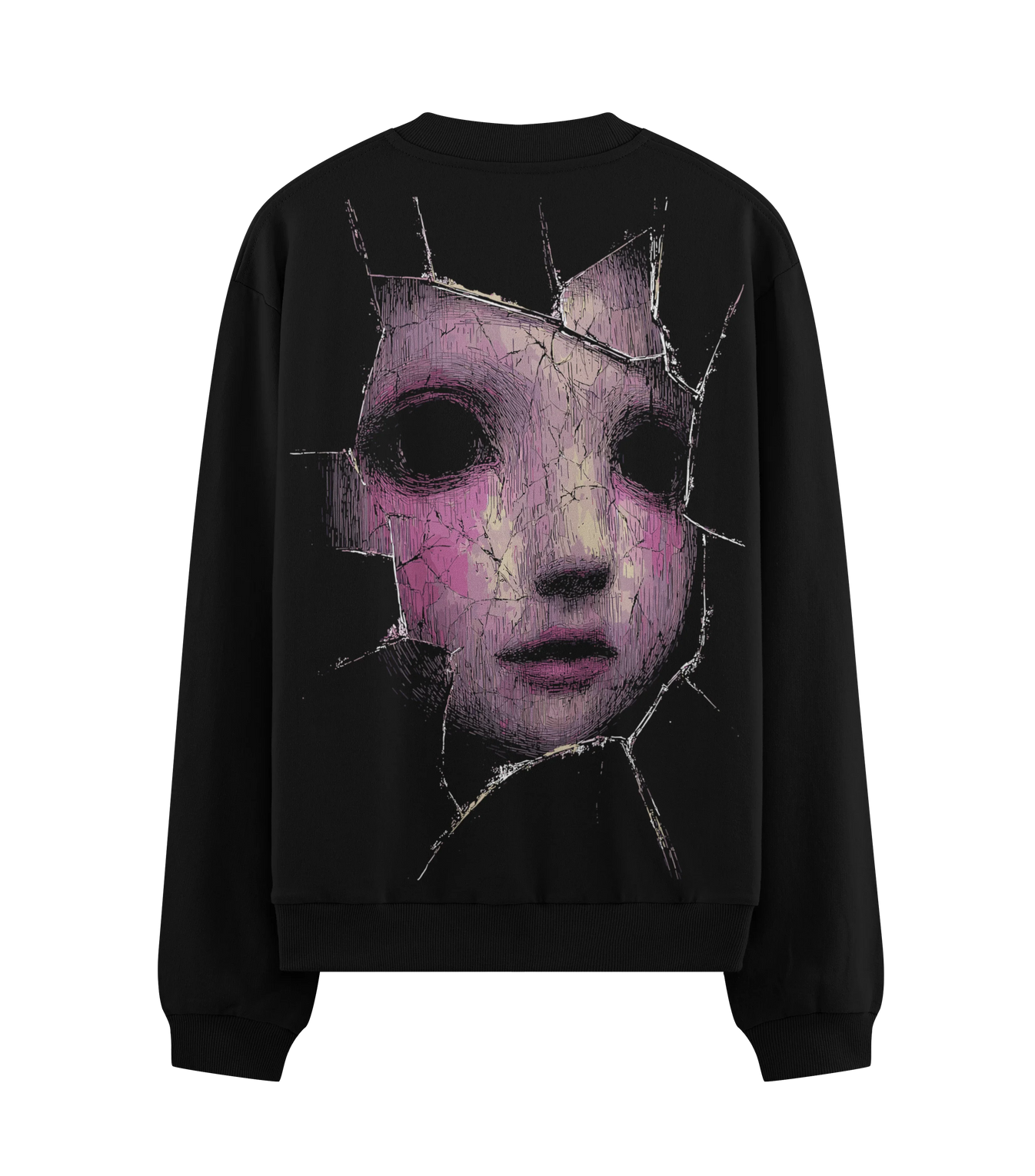 Creepy Doll artwork on PRDGY sweatshirt