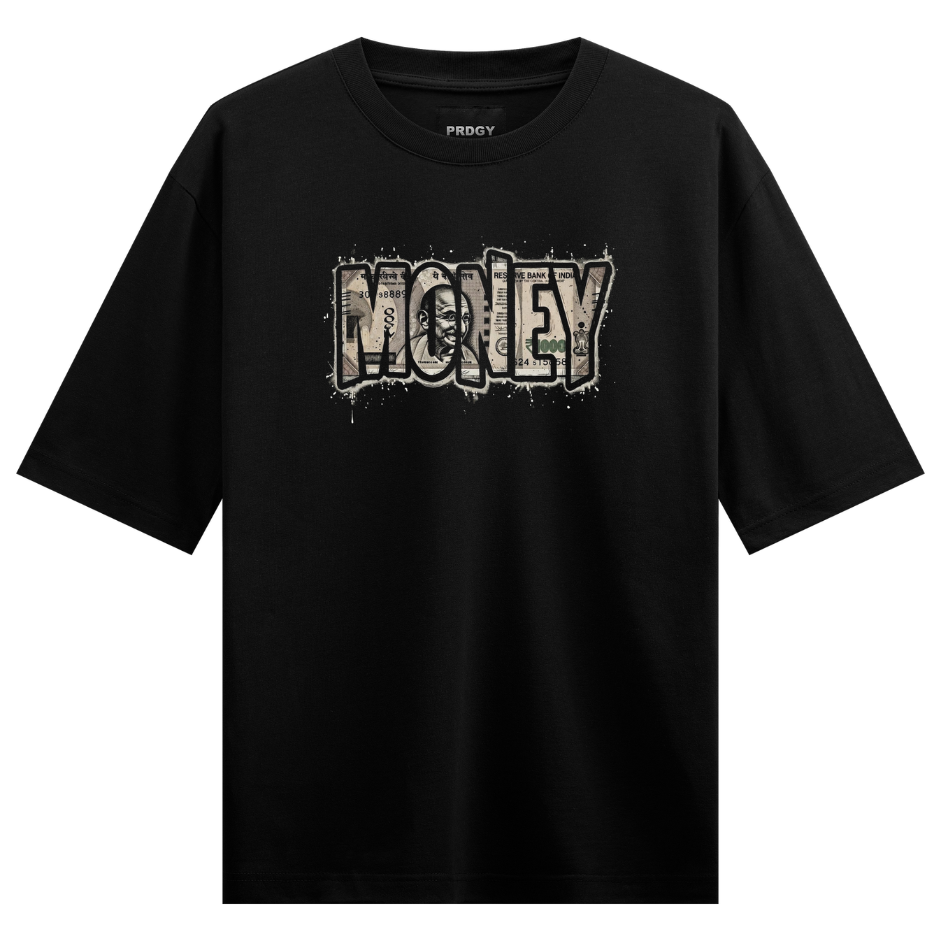 Money hai to Honey hai Oversized T-Shirt by PRDGY — currency splash design, financial freedom design