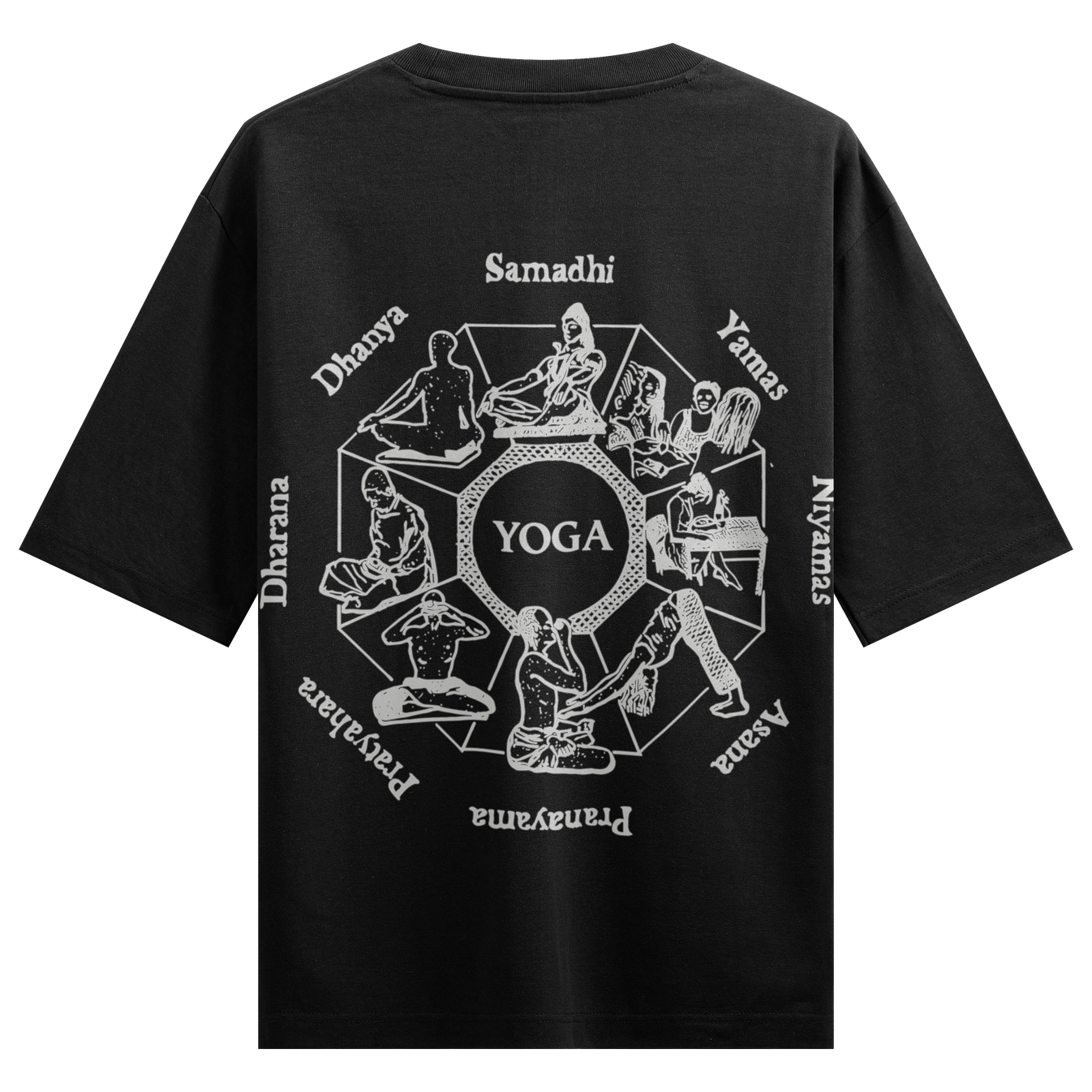 Yoga artwork on PRDGY oversized t-shirt