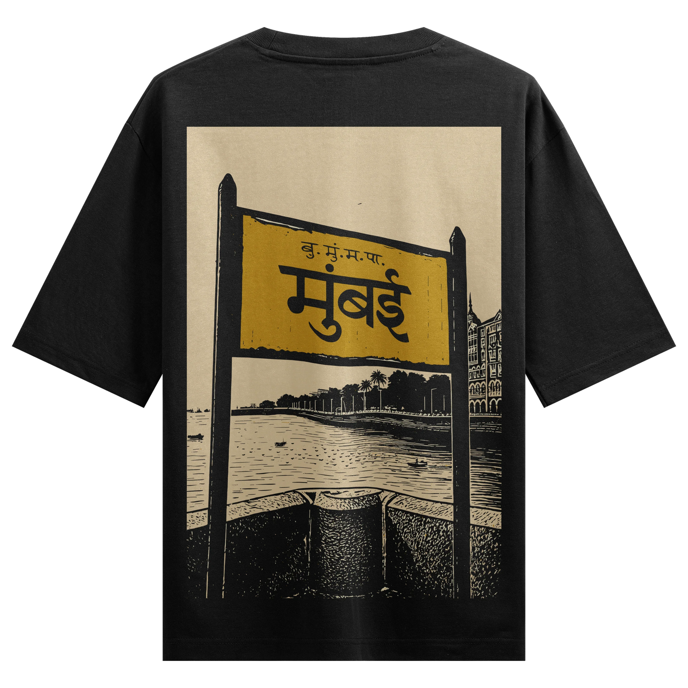 Mumbai artwork on PRDGY oversized t-shirt