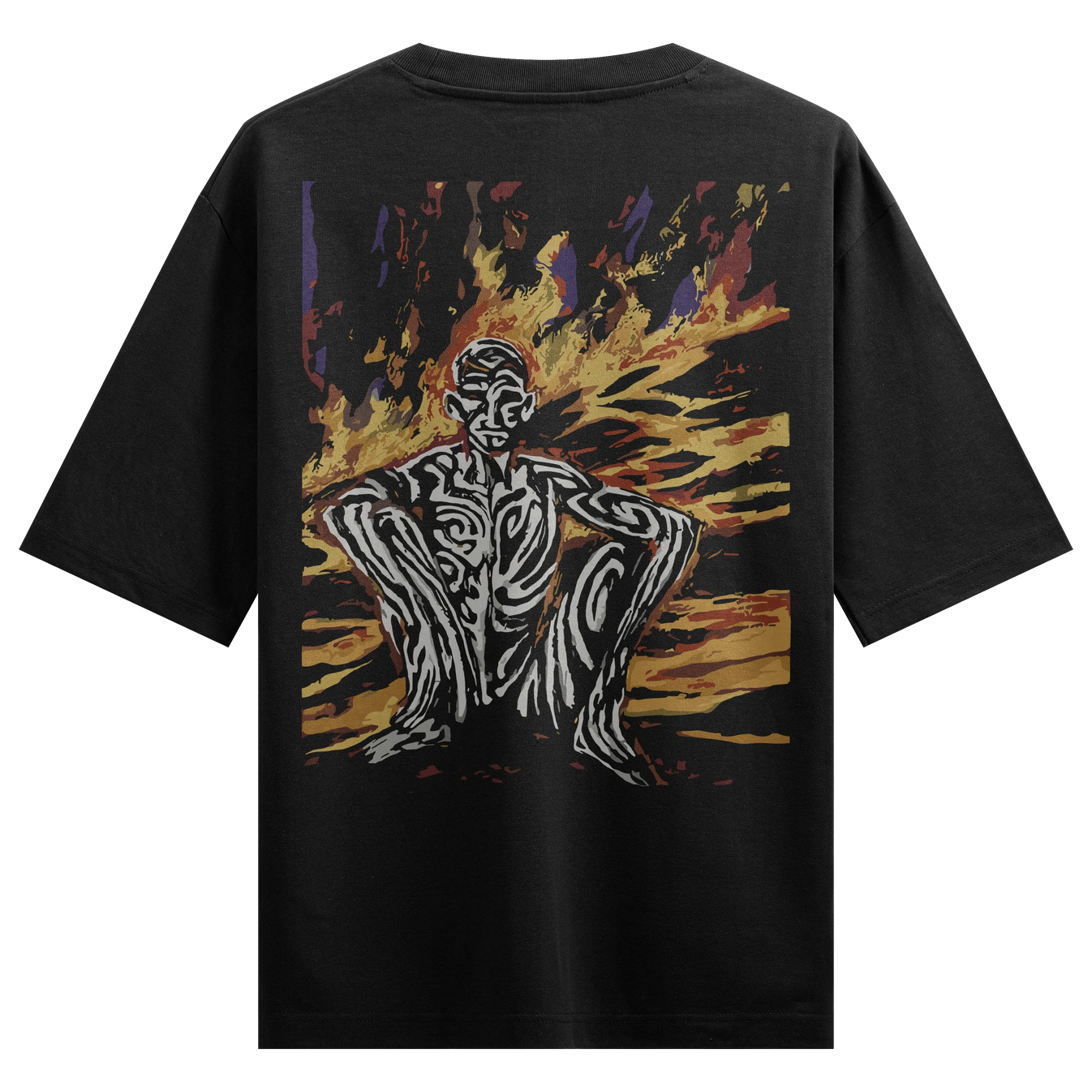 Tribal Figure artwork on PRDGY oversized t-shirt