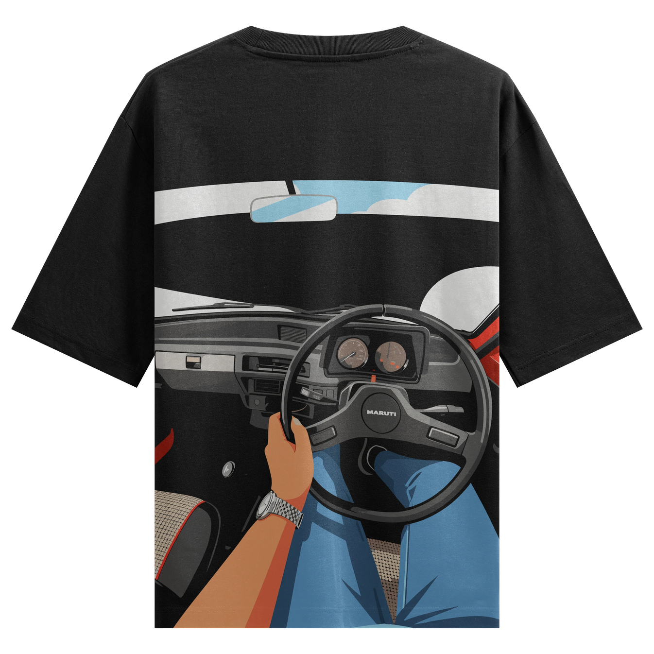 Maruti 800 artwork on PRDGY oversized t-shirt