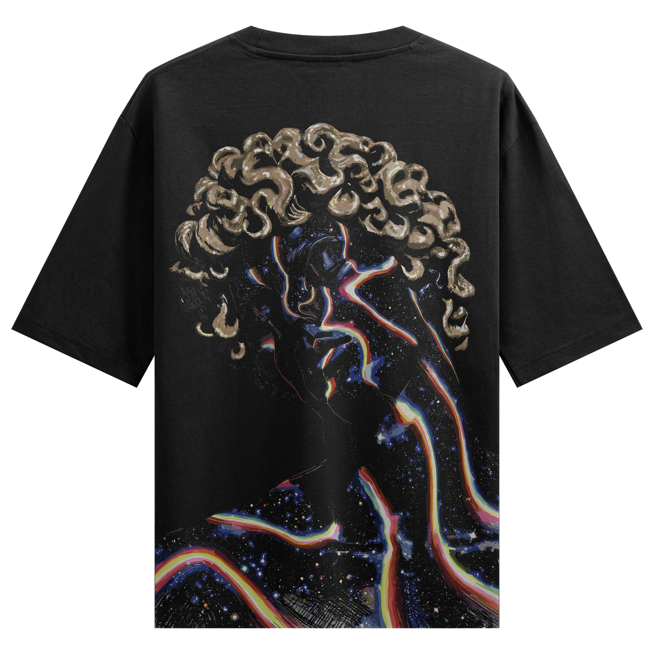 Cosmic Head artwork on PRDGY oversized t-shirt