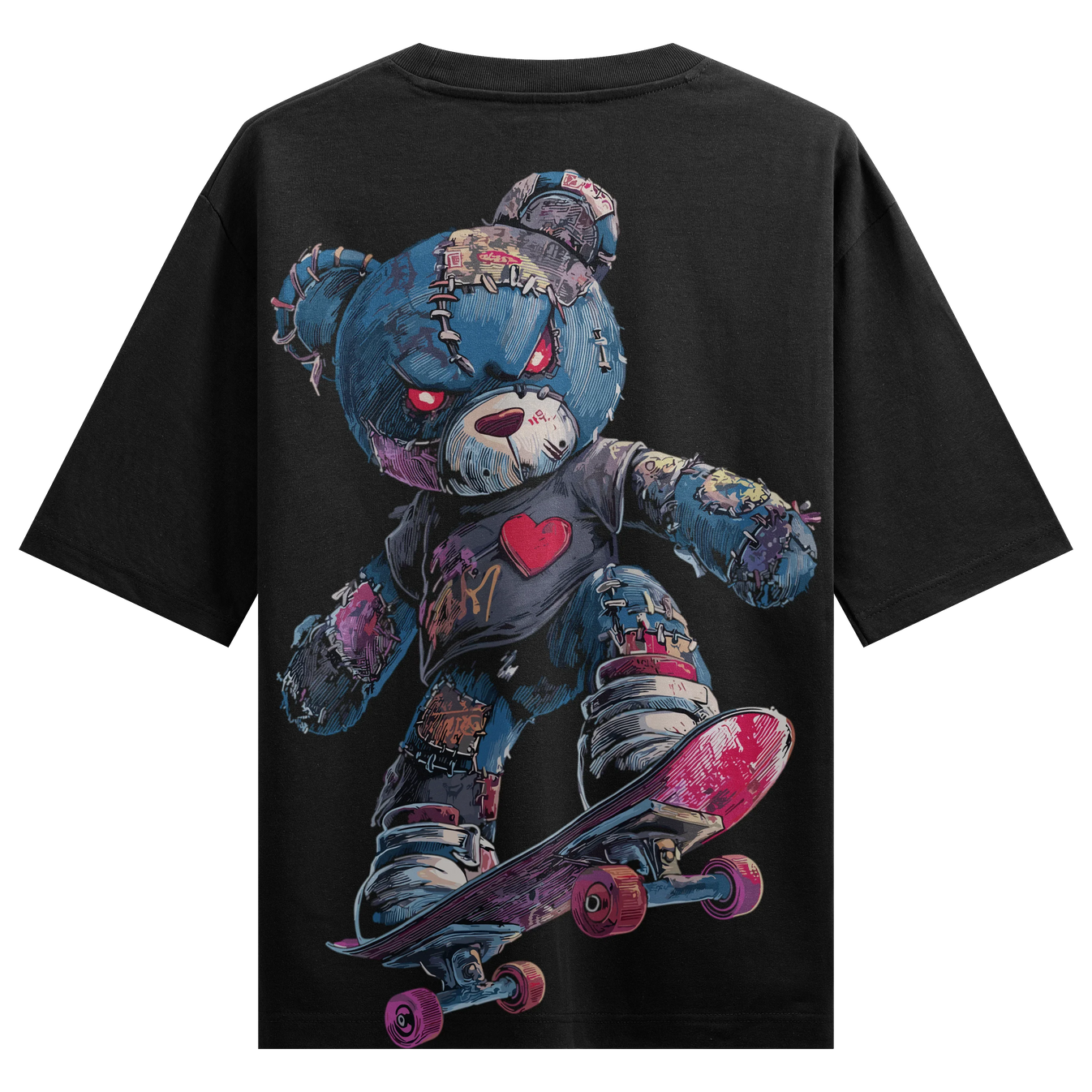 Frankenstein Teddy Bear artwork on PRDGY oversized t-shirt