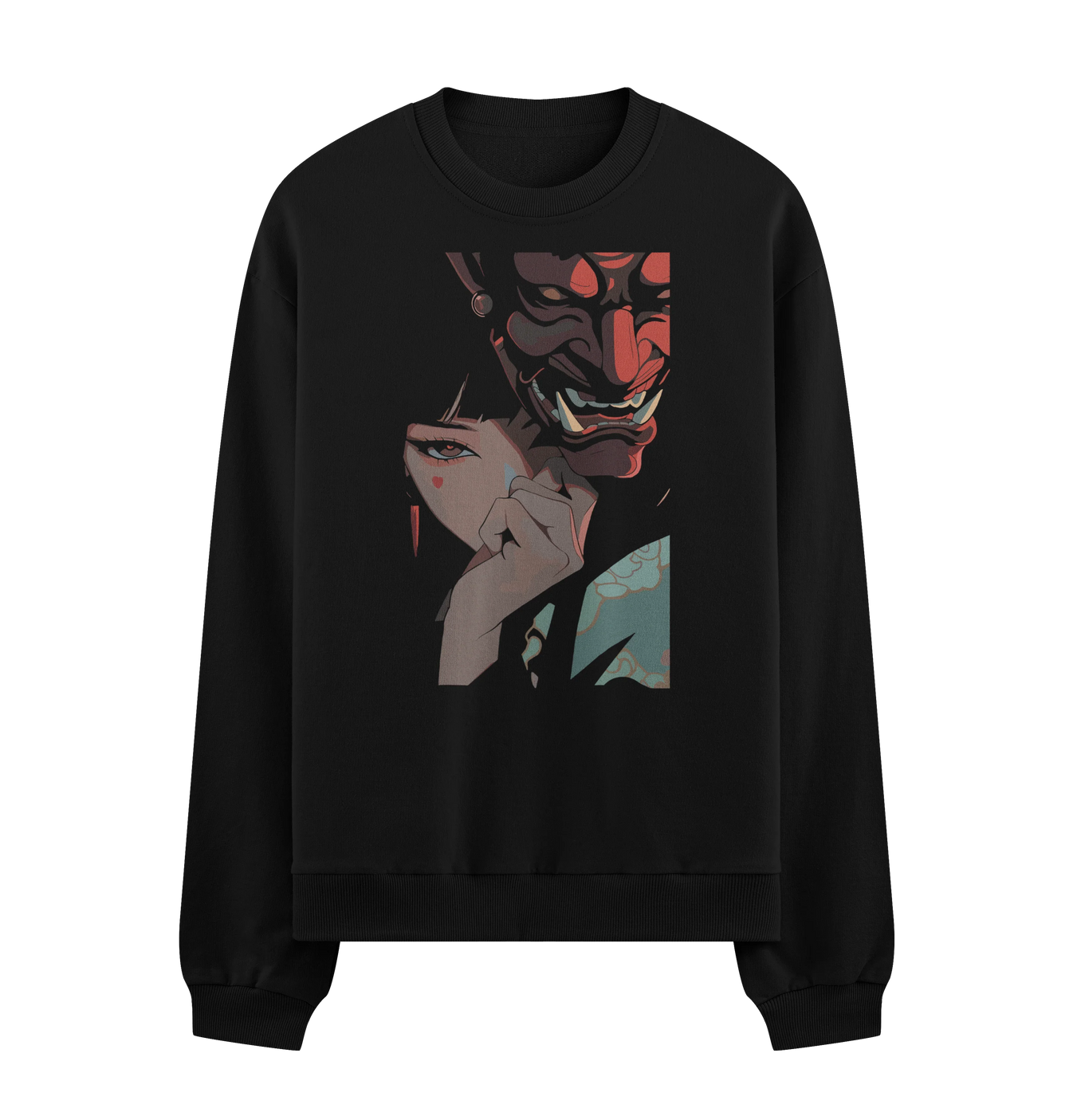 Hannya Mask artwork on PRDGY sweatshirt