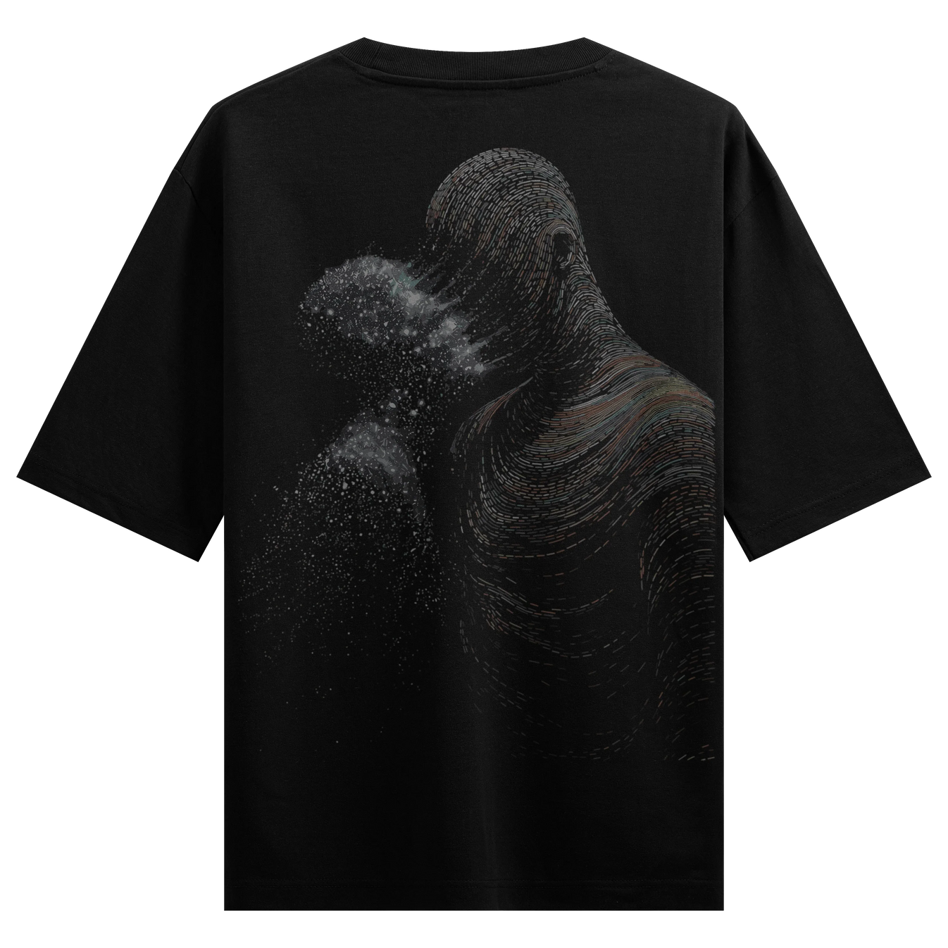 Abstract Human Form artwork on PRDGY oversized t-shirt
