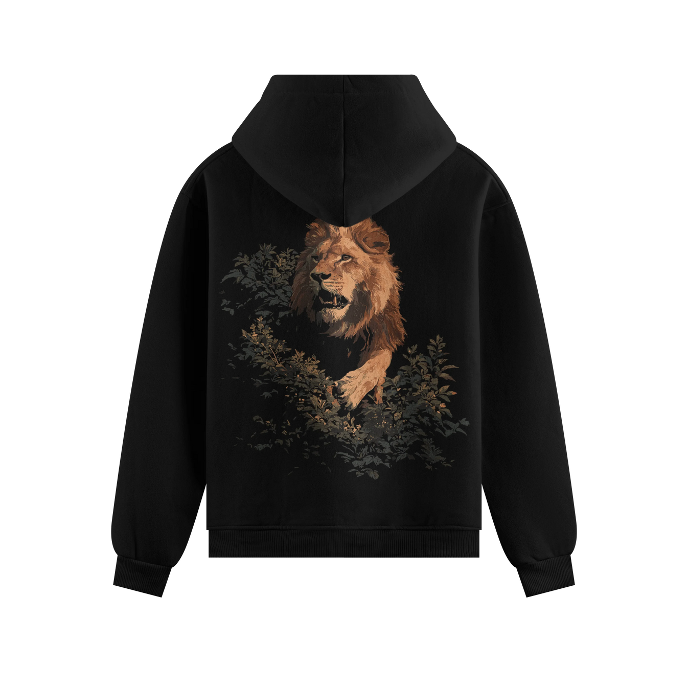 Lion artwork on PRDGY hoodie