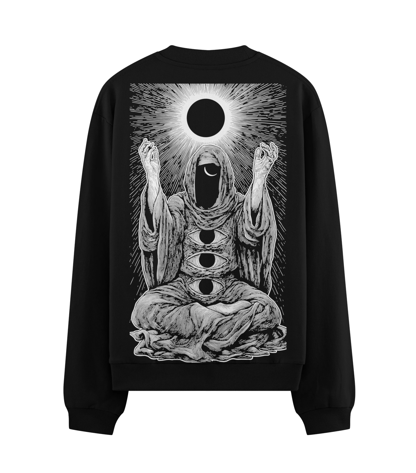 Occult Figure artwork on PRDGY sweatshirt