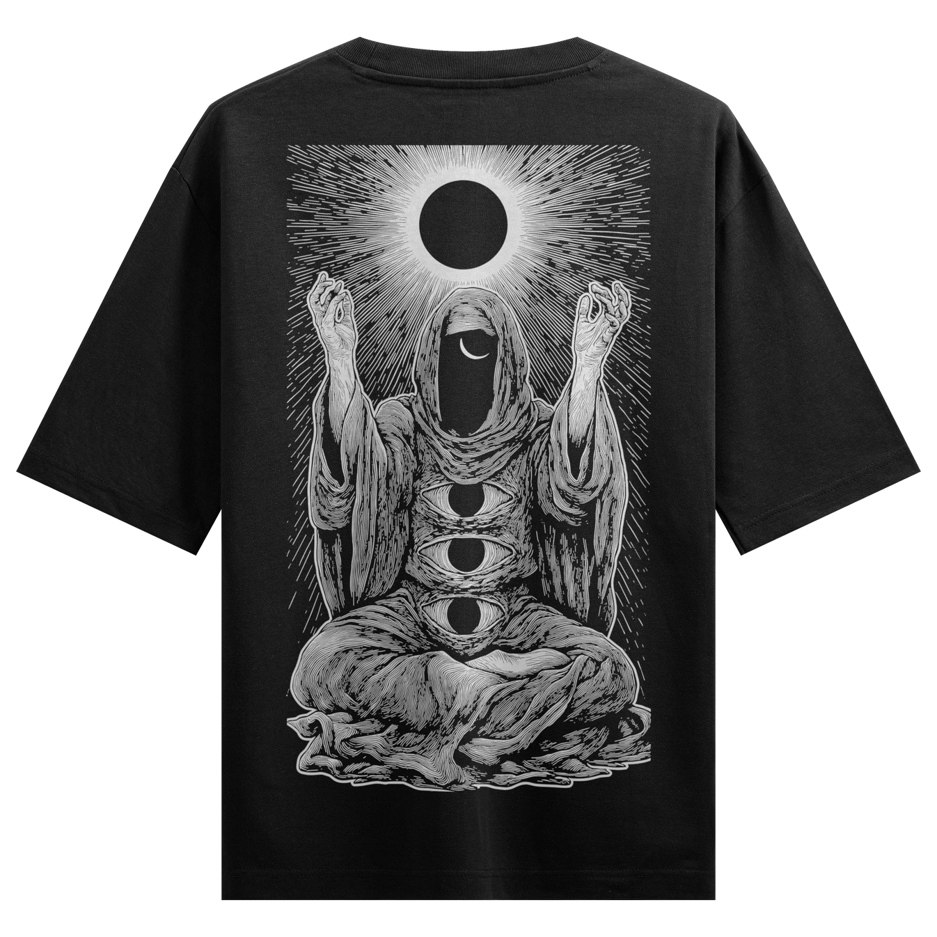 Occult Figure artwork on PRDGY oversized t-shirt