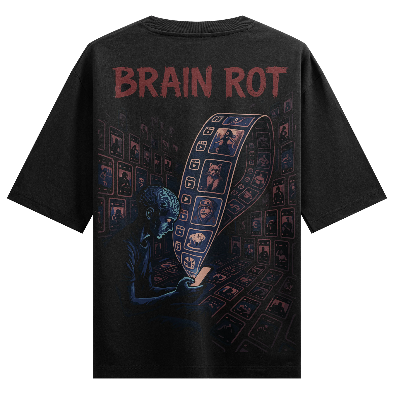 BRAIN ROT artwork on PRDGY oversized t-shirt