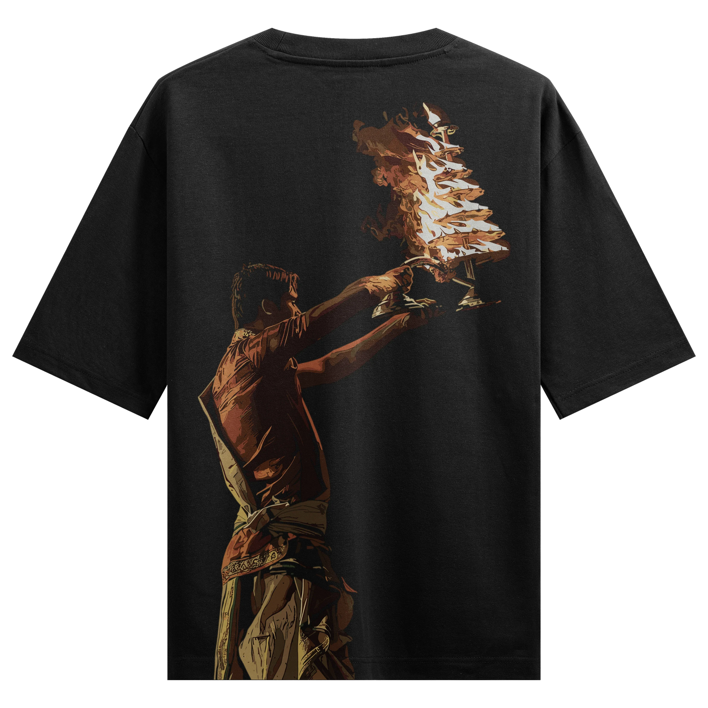 PRDGY Ganga Aarti Back Print Oversized T-Shirt