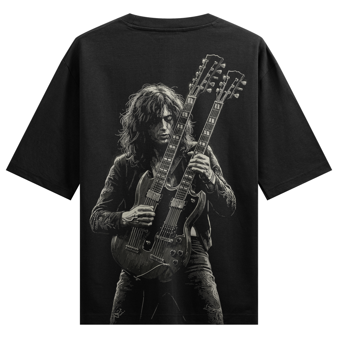 Jimmy Page artwork on PRDGY oversized t-shirt