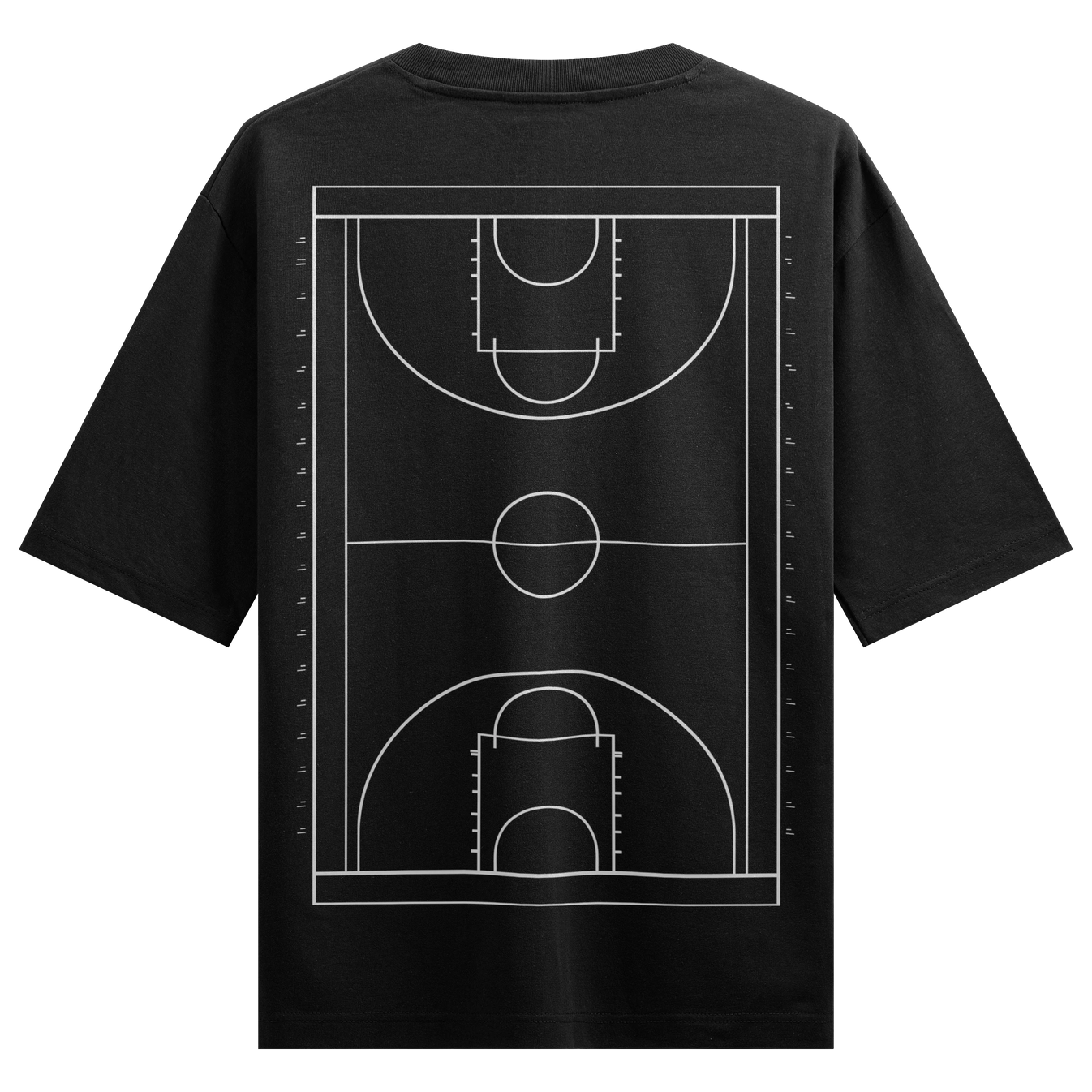 Basketball Court artwork on PRDGY oversized t-shirt