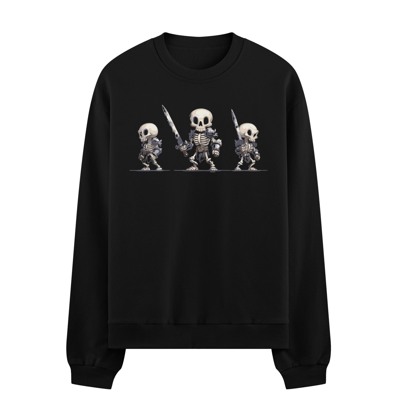 Skeleton Warriors artwork on PRDGY sweatshirt