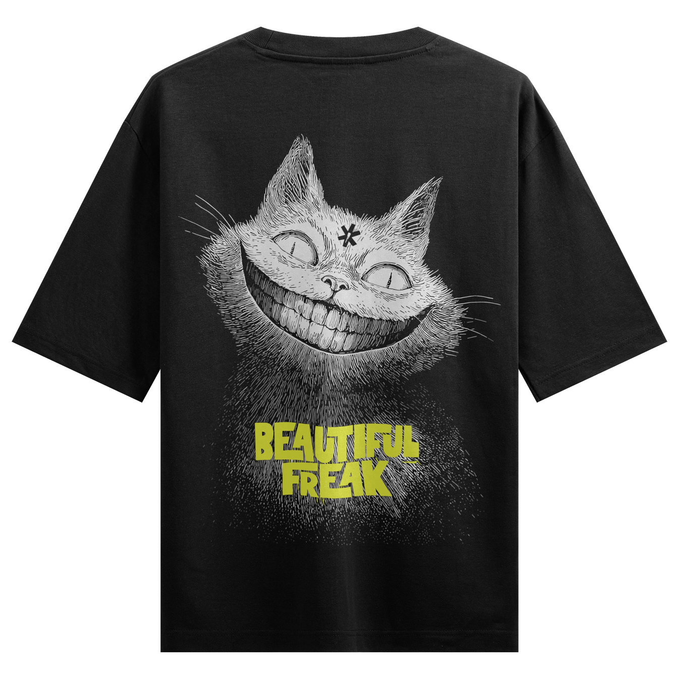 BEAUTIFUL FREAK artwork on PRDGY oversized t-shirt