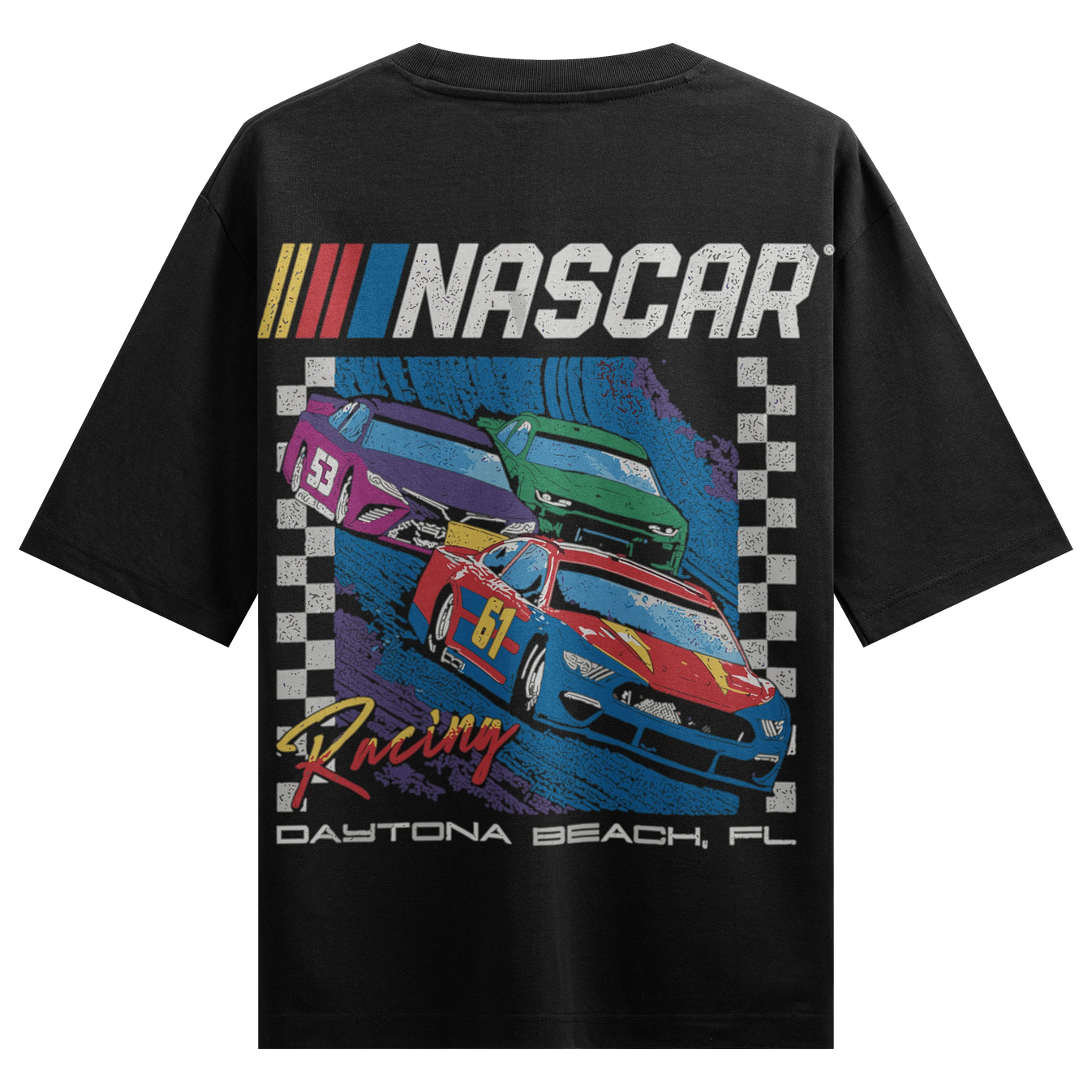 NASCAR RACING DAYTONA BEACH FL artwork on PRDGY oversized t-shirt