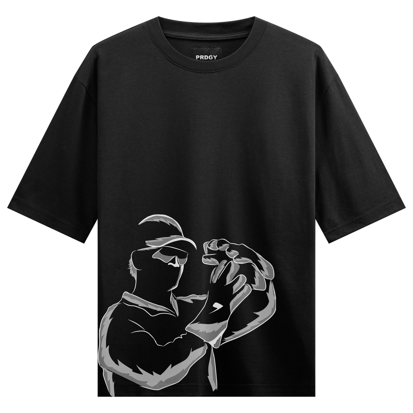 Welder artwork on PRDGY oversized t-shirt
