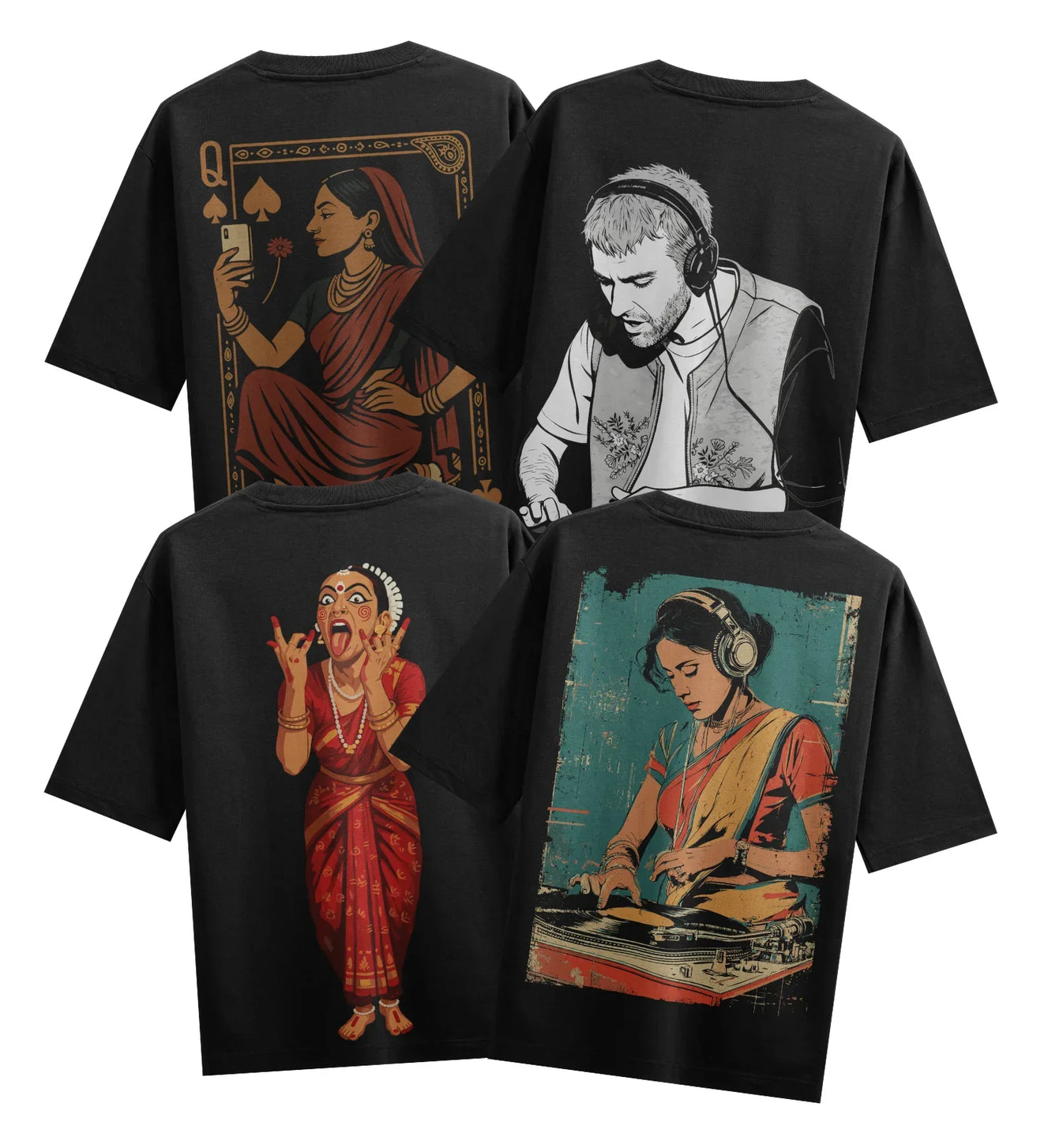 Indian Woman artwork on PRDGY oversized t-shirt