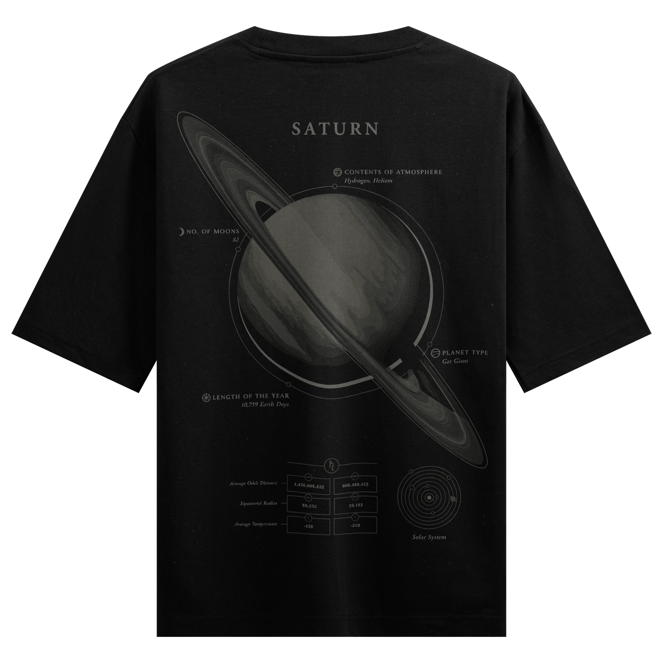 Saturn artwork on PRDGY oversized t-shirt