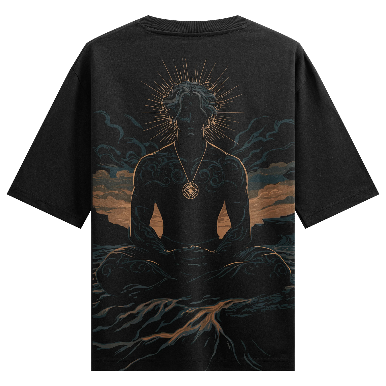 Meditation artwork on PRDGY oversized t-shirt