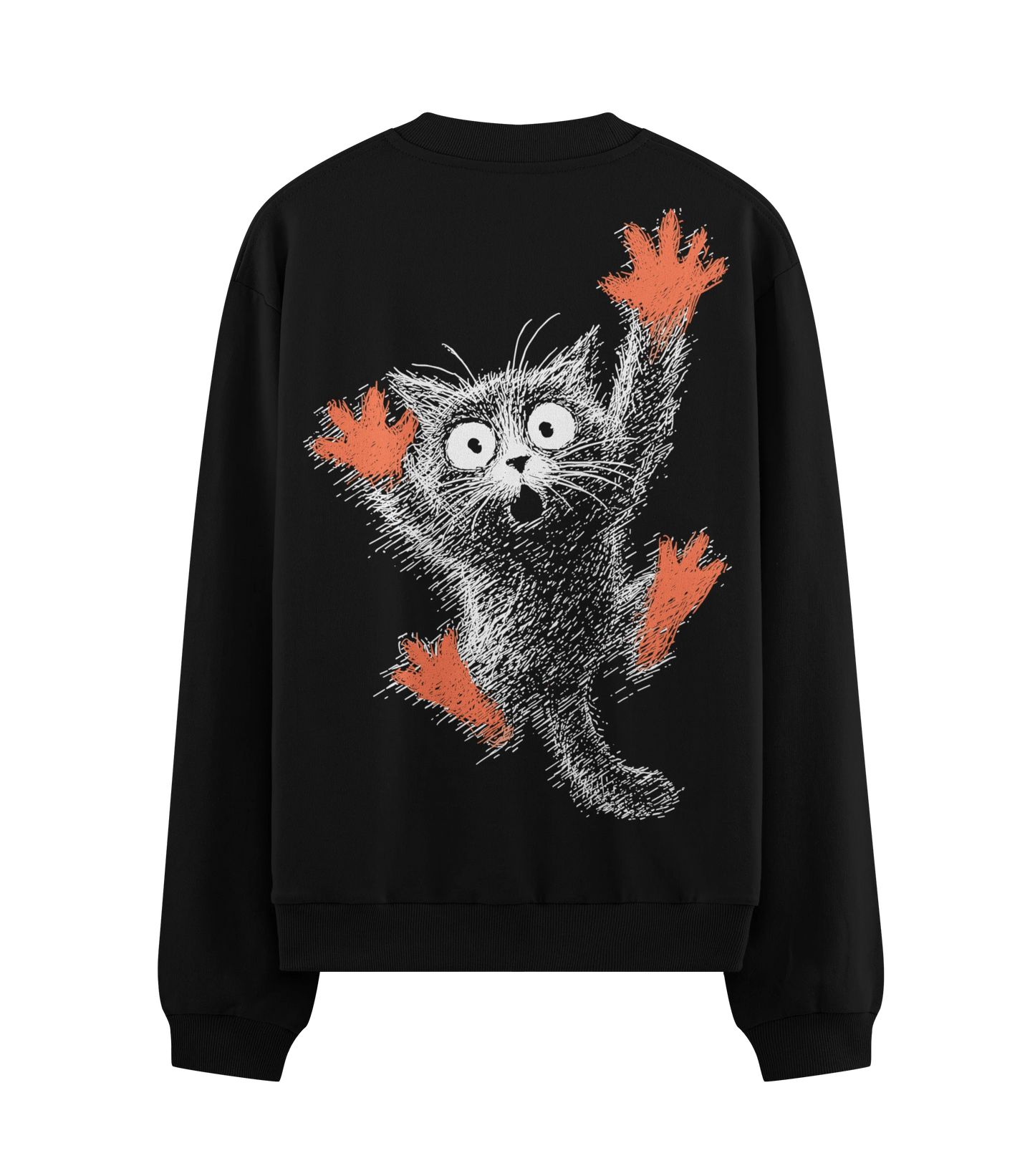 PRDGY Startled Cat Oversized Sweatshirt