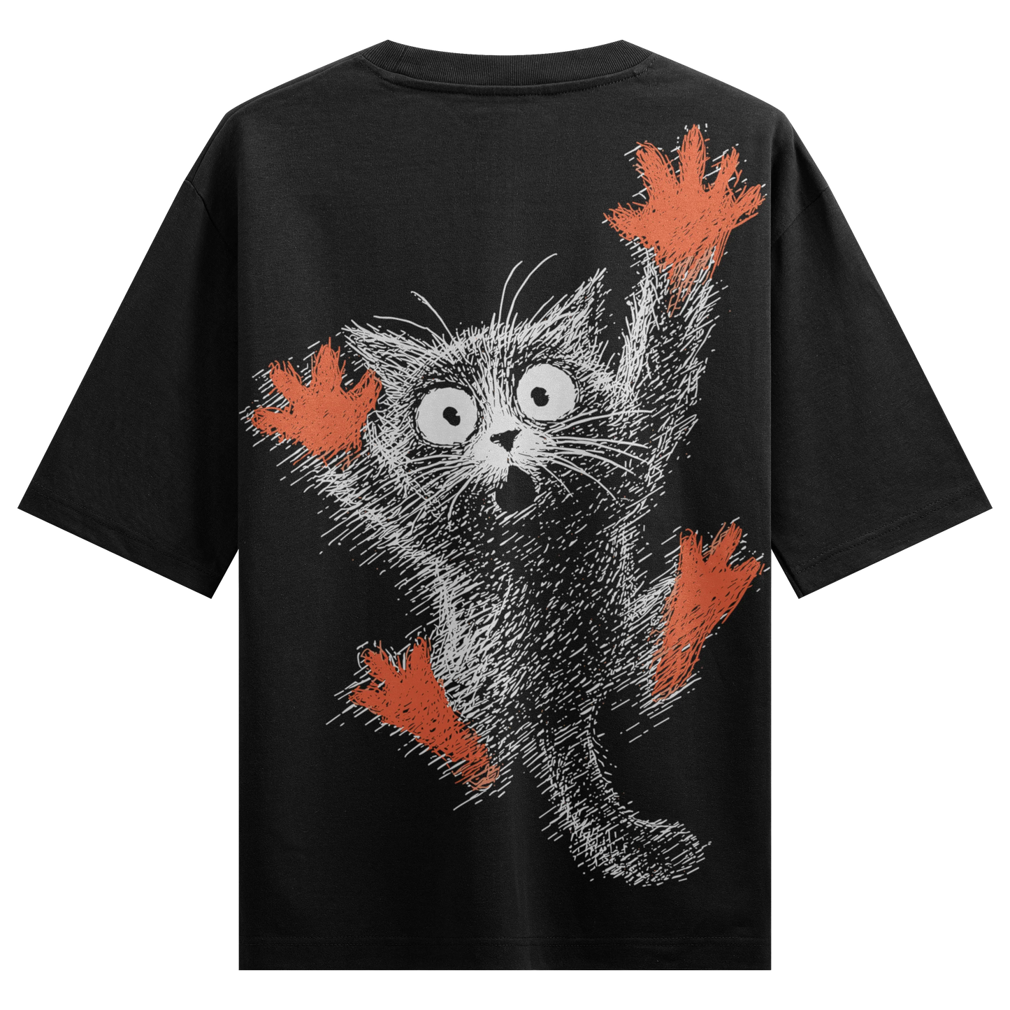 PRDGY Startled Cat Oversized T-Shirt